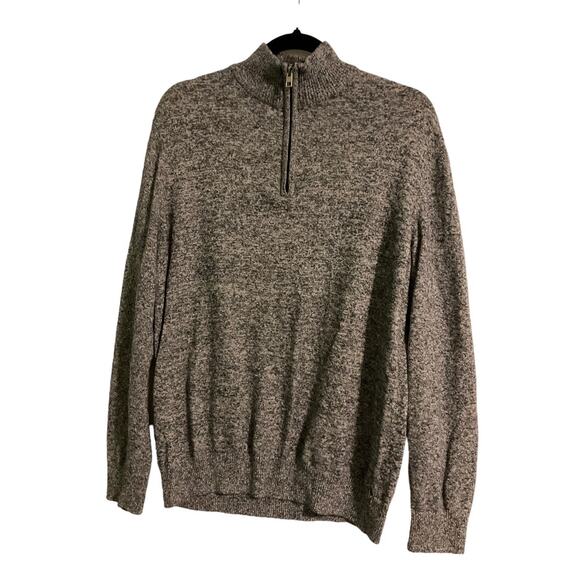Hawker Rye Mens Sweater Mock Neck Cotton Cashmere Quarter Zip Grey/Black Size M - Picture 3 of 5